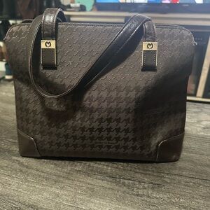 Mila Schon Brown Shadow Houndstooth Handbag